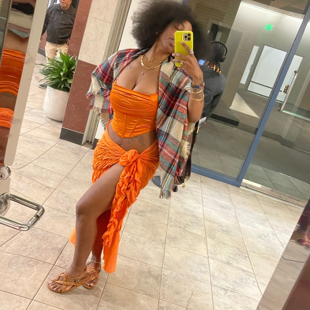 Orange cover up skirt